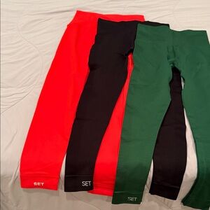 SET Active Women's Leggings - Bold Red, Sleek Black, Deep Green
